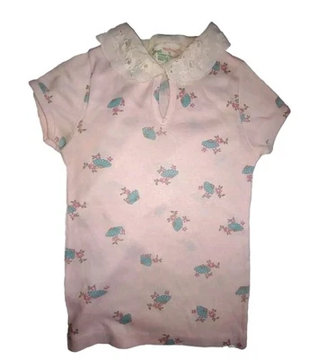 Camisa Top Tejido Manga Corta 5/$25 Años 80 Health-Tex Niñas Cuello Encaje Rosa Floral Foto 1 de 4