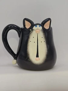 Russ Berrie 3D Figural Black Cat Ceramic Mug Designed by Douglas Vintage  - Picture 1 of 8