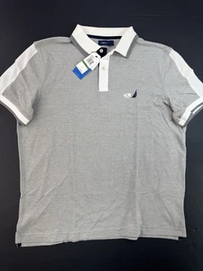 Neu mit Etikett Nautica Performance Poloshirt Herren Large klassische Passform Kurzarm grau NEU - Bild 1 von 13