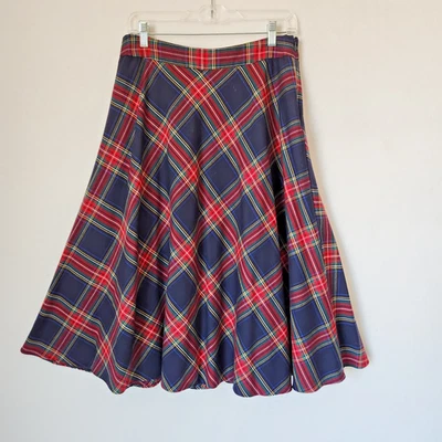 Falda Talbots Mezcla de Lana Multicolor a Cuadros Midi Línea A Forrada Cremallera Mujer Pequeña 10 Foto 1 de 4