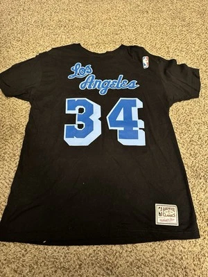 Mitchell & Ness Shirt Men's HWC Reload Shaq O'Neal Lakers Name & Number Black - Image 1 of 3
