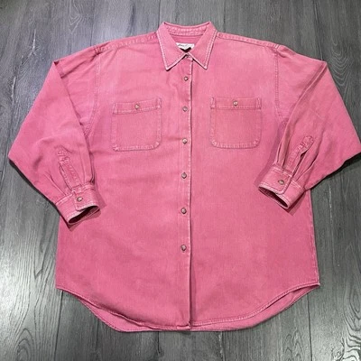 LL Bean Gruesa Tareas Camisa Chaqueta Mujer Mediana Rosa Retro Años 90 Desvanecimiento Cazadora De Colección Foto 1 de 4