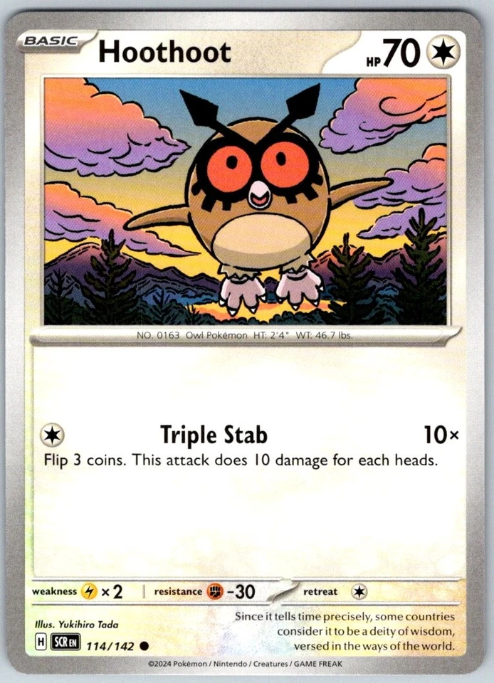 Hoothoot 114/142 Near Mint SV07: Stellar Crown Pokemon Shipnow - Image 1 of 1