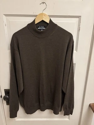 Suéter Jos A Bank Vintage Años 90 Verde Oliva Cuello Simulado Lana Merino Talla XXL Foto 1 de 4