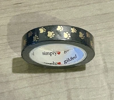 NUEVO rollo de cinta washi con impresiones de patas negras y doradas simplemente doradas 10 mm Foto 1 de 2