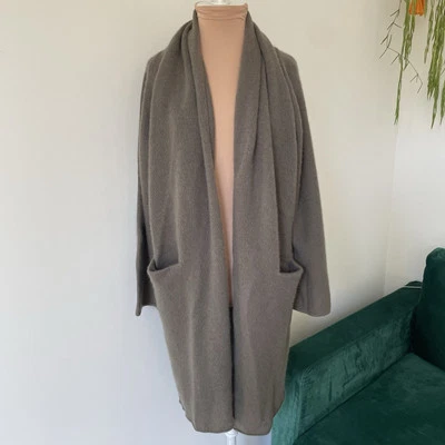 Cárdigan largo Vince Cashmere frente abierto verde pálido bolsillos delanteros V417677415 XS Foto 1 de 4