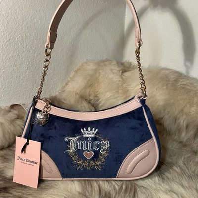 Новый с Ярлыками Juicy Couture наследия наплечная сумка - бархат - королевский синий - Изображение 1 из 4