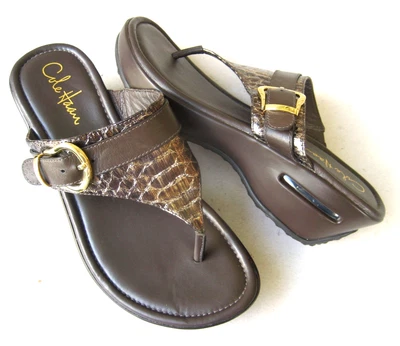 Cole Haan Air Maddy Tant Sandalias de Cuña 8 B Tanga Marrón Metálico NUEVO Foto 1 de 4