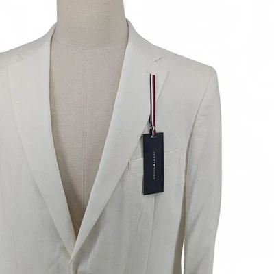 Tommy Hilfiger Men's Modern-Fit 100% Linen Sport Coat Blazer Jacket White 40 S - Image 1 of 4