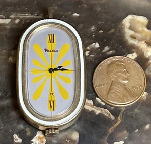 Piccolo Rare Vintage Pendant Pocket Watch Mechanical Oval 70s Parts/Repair - Picture 1 of 15