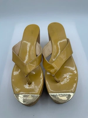 Jimmy Choo 裸色漆皮楔形厚底穆勒鞋凉鞋女式 EU37.5/7 — 第 1/4 张图片