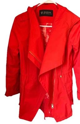 Guess Womens Small Red Zip Up GUESS Jacket Coat Outerwear Outdoor Rain Coat EUC - Image 1 of 4
