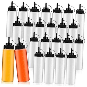 24 Pcs Clear Ketchup Squeeze Bottles 12oz Plastic Condiment Squeeze Bottle - Picture 1 of 7
