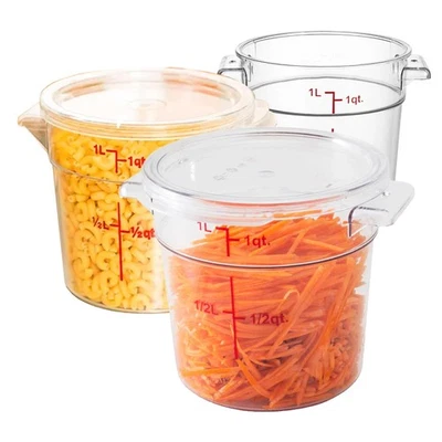P&V 1-Quart Round Food Storage Container with Lid – BPA-Free, Clear Plastic –... - Image 1 of 4