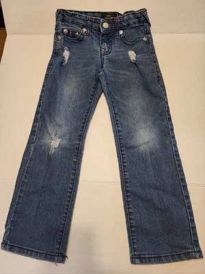 Pantalones de mezclilla rectos relajados rasgados True Religion para niños talla 6 cintura ajustable Foto 1 de 4