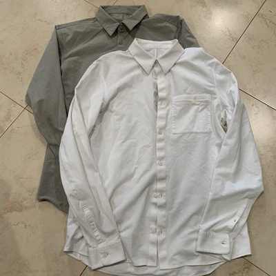 Lululemon 批量 2 件衬衫男式中号纽扣长袖弹力休闲男式 — 第 1/4 张图片