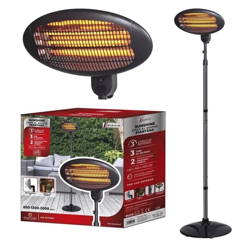 SUNSHINE STUFA AL QUARZO DA ESTERNO CON PIANTANA 50X50XH215 CM MAX 2000W - Immagine 1 di 1