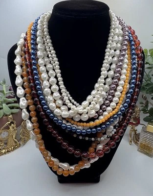 Collar Grueso ZARA COLORIDAS PERLAS Y CUENTAS MÚLTIPLES HEBRAS BAB Cadenas en Capas Foto 1 de 4