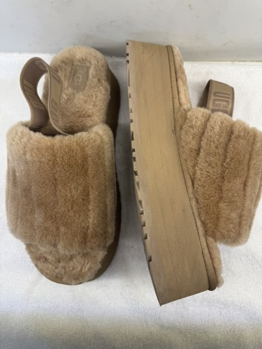 Sandali UGG discoteca slide platform donna taglia 10 sling back marrone chiaro