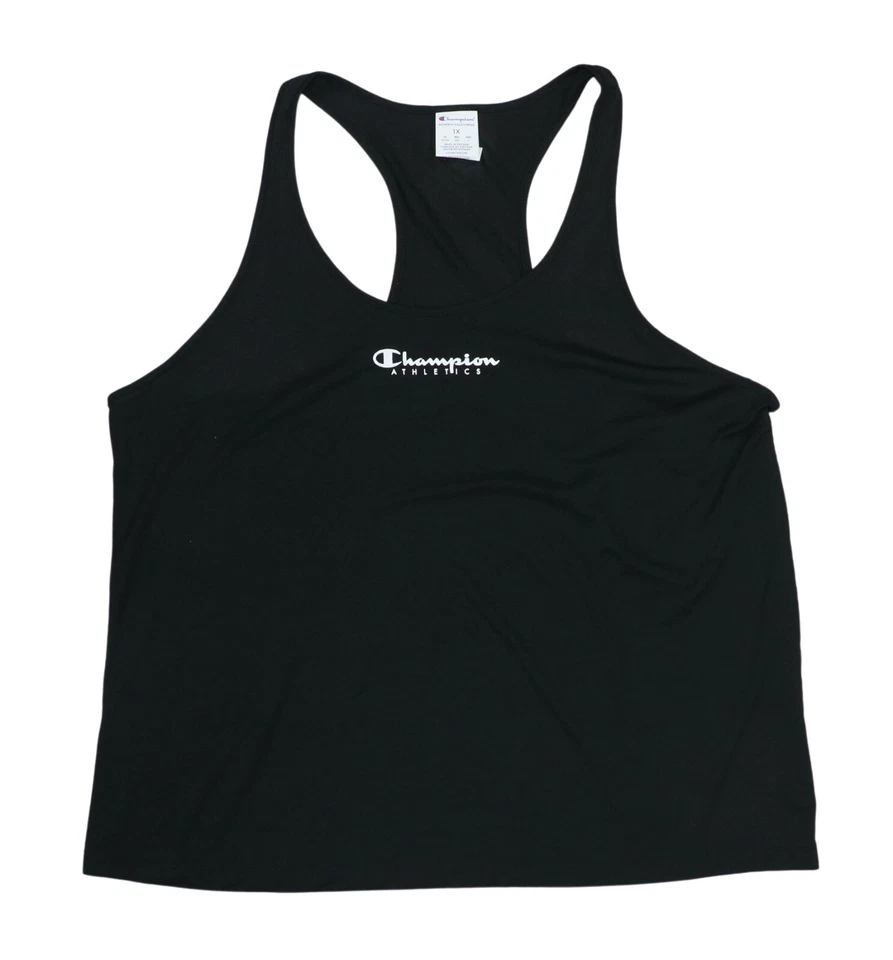 Camiseta sin mangas Champion color liso para mujer talla grande espalda deportiva activa nueva con etiquetas negra Foto 1 de 1