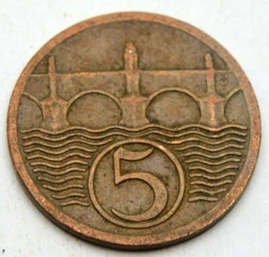 CZECHOSLOVAKIA 5 HELLER 1923 OLD COIN - Picture 1 of 2