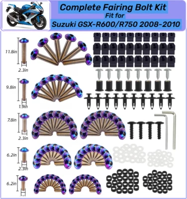 Kit completo de parafusos de carenagem de aço inoxidável roxo-azul para Suzuki 2008-2010 GSXR600/750 - Imagem 1 de 4