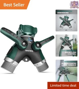 Hose Splitter Metal 2-Way 360 Swivel Heavy Duty Outdoor Faucet Watering System - Picture 1 of 8