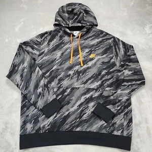 Nike Hoodie Mens Extra Large Gray Camo Sportswear Club Sweatshirt Pullover Logo - Picture 1 of 11