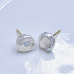 Natural Baroque White pearl Earrings 14K AAA+ New Year Ear stud Thanksgiving