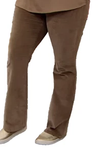 Mushroom Brown Soft Velvet Bootcut Jeans 4X Stretch Pull On Pants Gift DG2 New - Picture 1 of 6