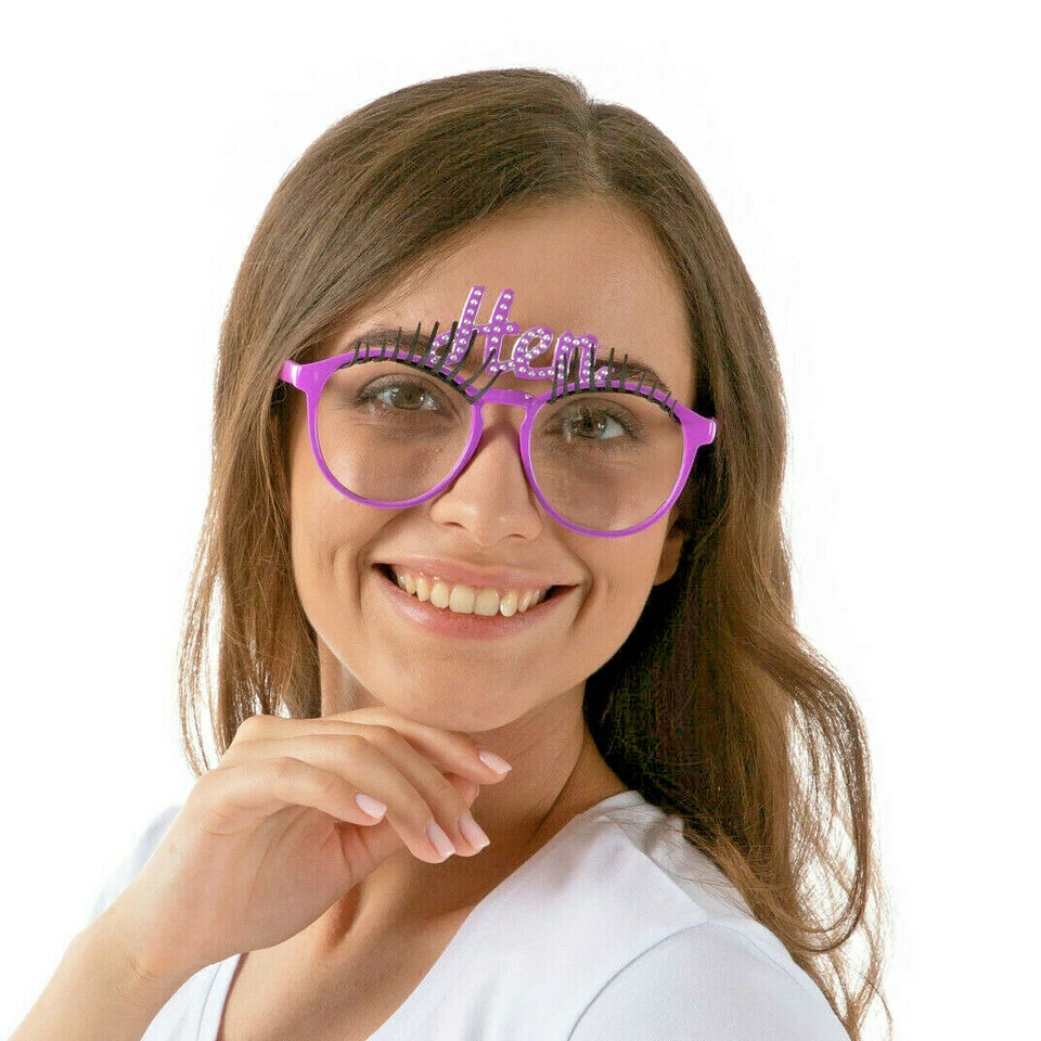 GAFAS DE NOCHE GALLINA CON PESTAÑAS PÚRPURA BONITO VESTIDO DE FIESTA LENTES REINO UNIDO   Foto 1 de 2