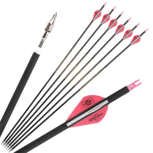 32"Pure Carbon Archery Arrow SP300-600 2''Water Drop Vanes Push-in Nock Shooting - Picture 1 of 18