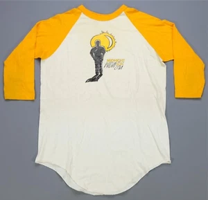 Rare Vintage T PLUS Midnight Sun Single Stitched Ringer T Shirt 80s 90s White L - Picture 1 of 9