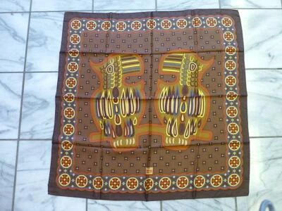 New NAZARENO GABRIELLI Italy Parrot Bird Tree Abstract Brown Silk Scarf  34" - Image 1 of 4