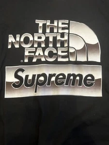 Supreme x The North Face Metallic Box Logo Chrome T-Shirt Black SS18 Size XL New - Picture 1 of 6