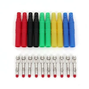 10Pcs 5 Colors Straight Insulated Shrouded Safety 4mm Banana Male Plug Connector - Picture 1 of 5