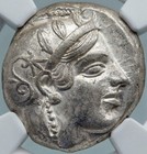 ATEN Grecja 455 p.n.e. Starożytna srebrna grecka moneta TETRADRACHM Atena Sowa NGC i87807