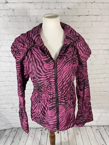 Samuel Dong Pink Black Zebra Animal Print Puffer Coat Womens XS NEW NWT - Picture 1 of 4