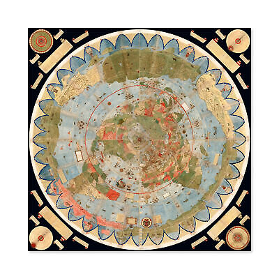 Map Monte 1587 Composite World Pictorial Chart Wall Art Canvas Print 24X24 In • 26.95$