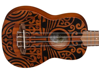 LUNA GUITARS - MAHAGONY SOPRANO UKELELE / UKE w/ TRIBAL GRAPHIC - Image 1 of 4