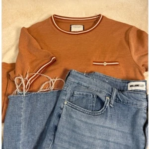 Denim and Flowers Orange and White Retro Inspired Shirt Size 11/12 - Picture 1 of 6