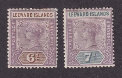MATT'S STAMPS SCOTT LEEWARD ISLANDS #5, #6 QUEEN VICTORIA 1880 ISSUES MH CV$25 - Image 1 of 3