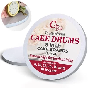 Cake Boards Sturdy 1/2 Inch Thick Drums 8 Inch Professional Smooth Straight Edge - Picture 1 of 9