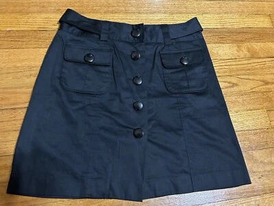 Falda lápiz recta con botones informal de negocios negra Adrienne Vittadini talla 10 Foto 1 de 4