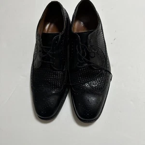 Chaussures Allen Edmonds homme taille 10 cuir bout d'aile Oxford noir "Leiden" fabriquées aux États-Unis - Photo 1 sur 5