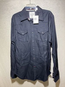 Vintage Guess  Shirt Mens Large  Black Long Sleeve - Picture 1 of 14