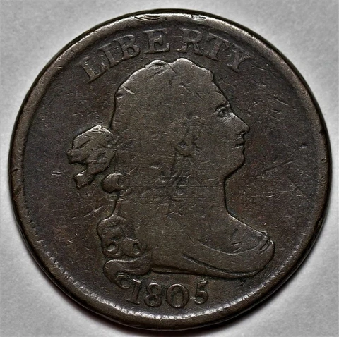 1805 Draped Bust Half Cent - Rotated Die - US 1/2c Copper Penny Coin - L37 Cover