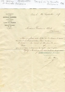 Paris IX ème 33 Bld Haussman - Banque de la Nouvelle Calédonie du 22/09/1877 - Imagen 1 de 1