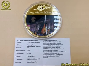 Medaille Wiedervereinigung 1990 mit Swarovski Steinen 2013 ca.110g. + Zertifikat - Bild 1 von 9