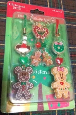 TOKYO Disney Resort Christmas Mickey Minnie New Strap Pair Set GingerBread 2010 - Image 1 of 4